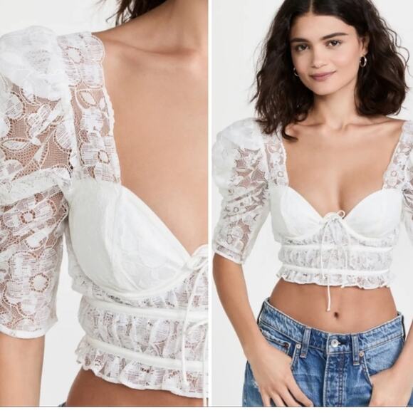 For Love and Lemons Lace Cropped Corset Top - Picture 4 of 12